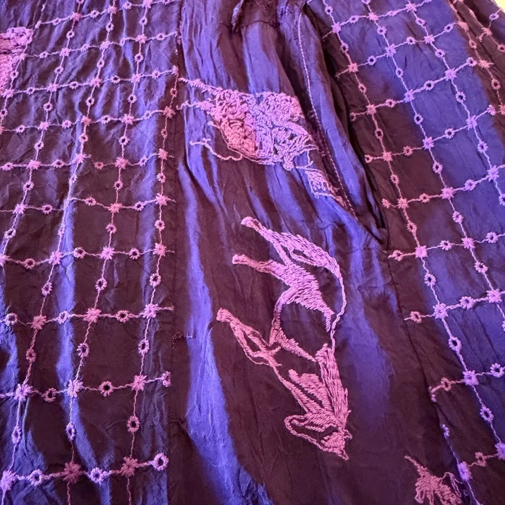 Johnny Was Horses Purple Shift Tunic Dress Women’s Small